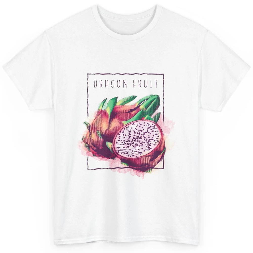 Watercolor Dragonfruit Tropical Paradise Summer Vegan Fruit Classic Unisex T-Shirt