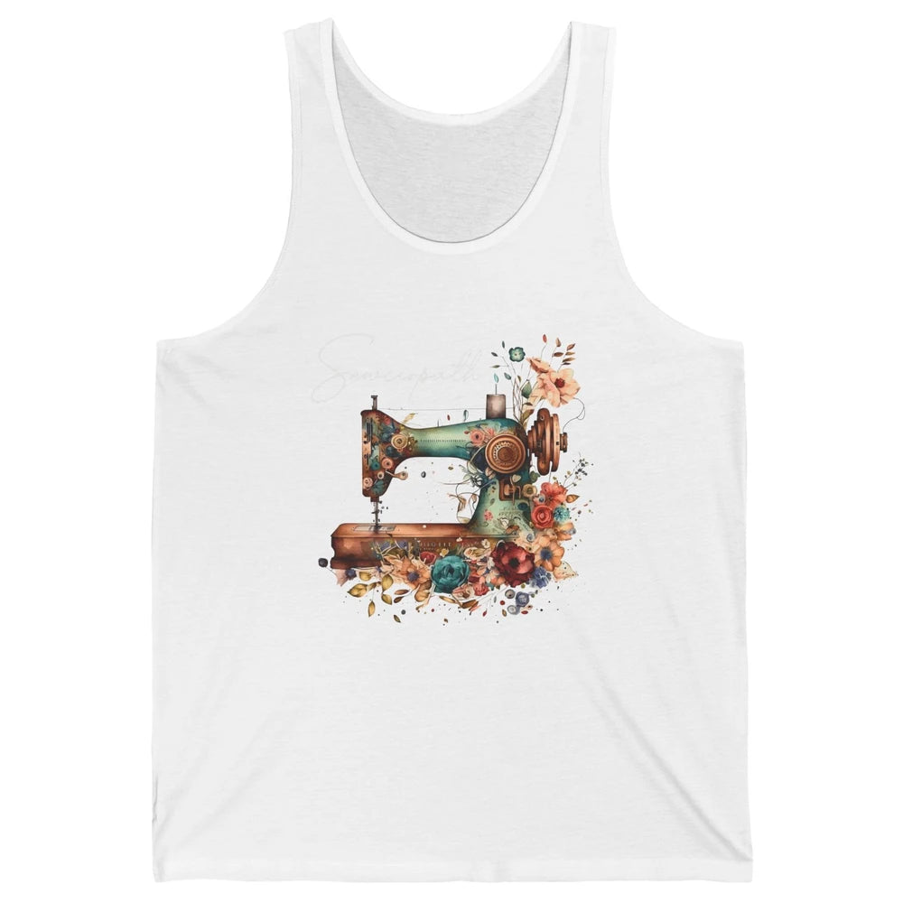 Vintage Sewing Machine Sewciopath Quilting Life Sewer Life Unisex Jersey Tank