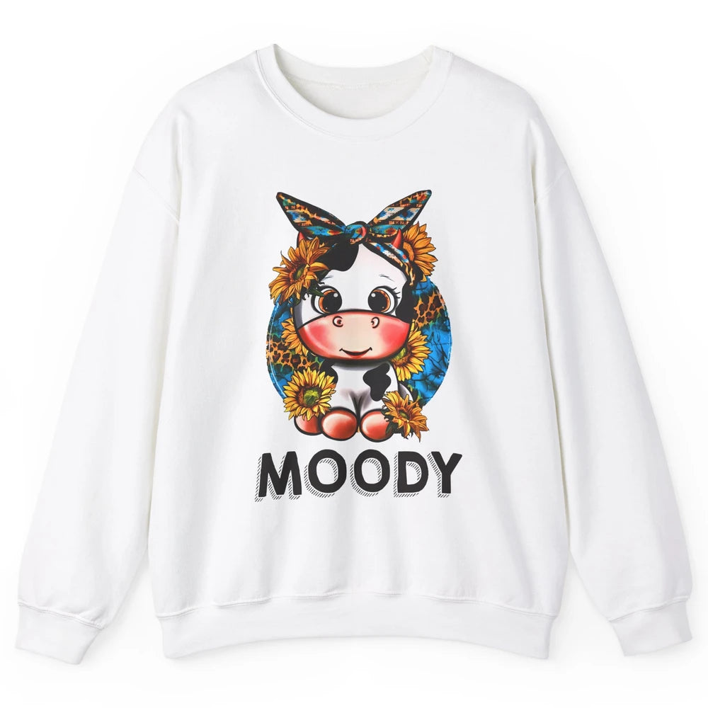 Sunflower Baby Cow Moody Highland Cow Heifer Western Cattle Unisex Crewneck Sweatshirt