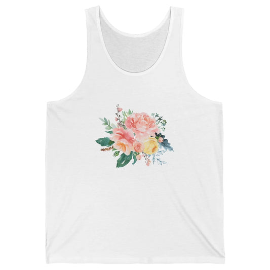 Watercolor Peony Flower Bouquet Botanical Garden Wildflower Unisex Jersey Tank