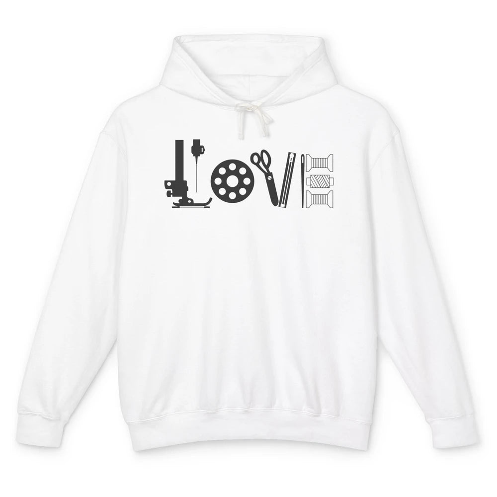 Love Sewing Quilting Tools Sewing Machine Quilters Gift Unisex Lightweight Hoodie