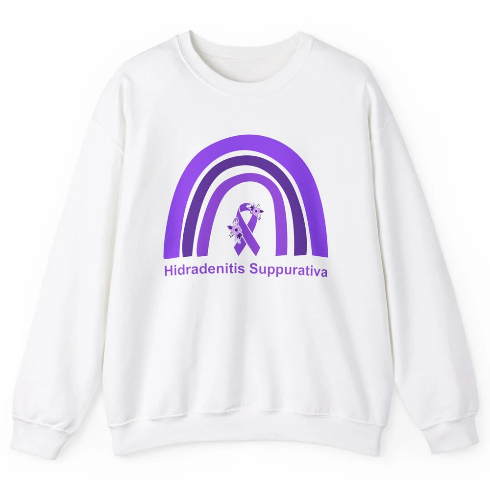 Small Fiber Neuropathy Awareness Floral Purple Rainbow Unisex Crewneck Sweatshirt