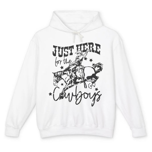 Retro Just Here For The Cowboys  Western Country Cowgirl Unisex Lightweight Hoodie