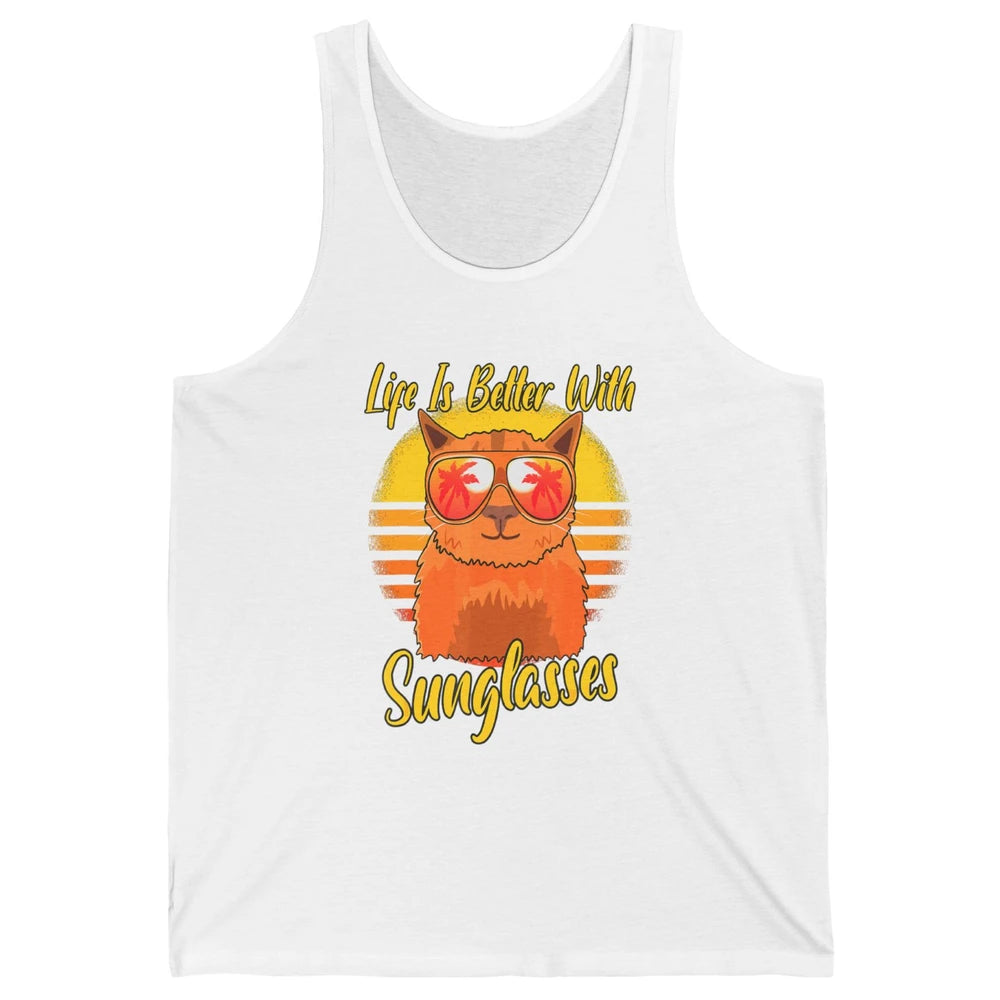 Better Sunglasses Orange Cat Summer Holiday Beach Vacation Unisex Jersey Tank