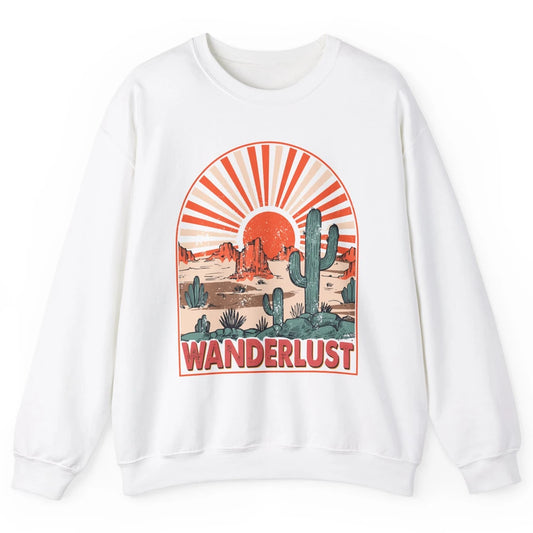 Vintage Desert Sunset Wanderlust Get Lost In Nature Outdoor Unisex Crewneck Sweatshirt