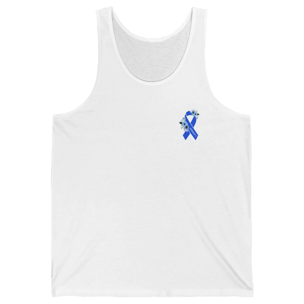 We Wear Blue Angelmans Syndrome Awareness Floral Blue Ribbon Unisex Jersey Tank