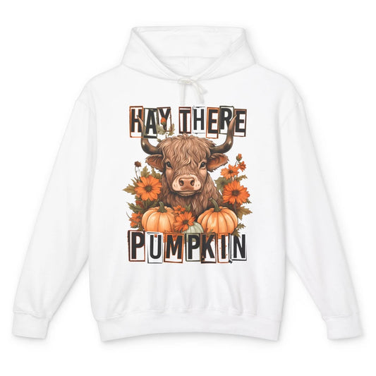 Hay Fall Highland Cow Pumpkin Western Country Farm Autumn Unisex Lightweight Hoodie