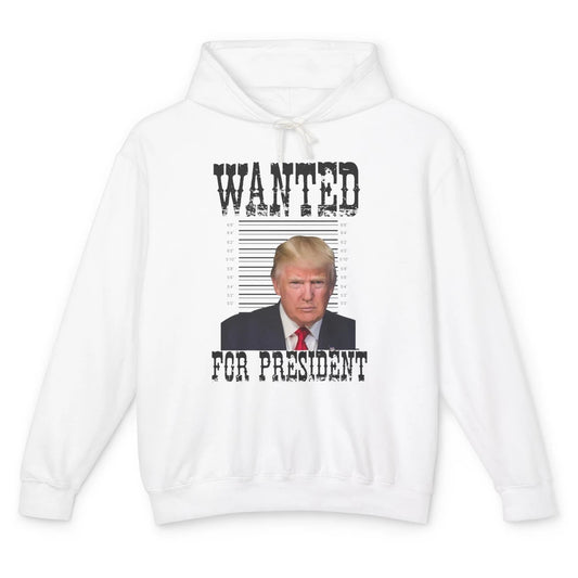 Wanted For President Support Trump 2024 Back Anti Biden Unisex Lightweight Hoodie