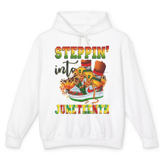 Leopard Black Woman Stepping Into Juneteenth Independence Unisex Lightweight Hoodie