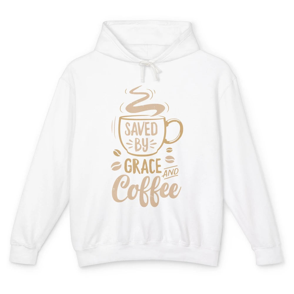 Saved By Grace And Coffee Christian Women Jesus Christ God Unisex Lightweight Hoodie