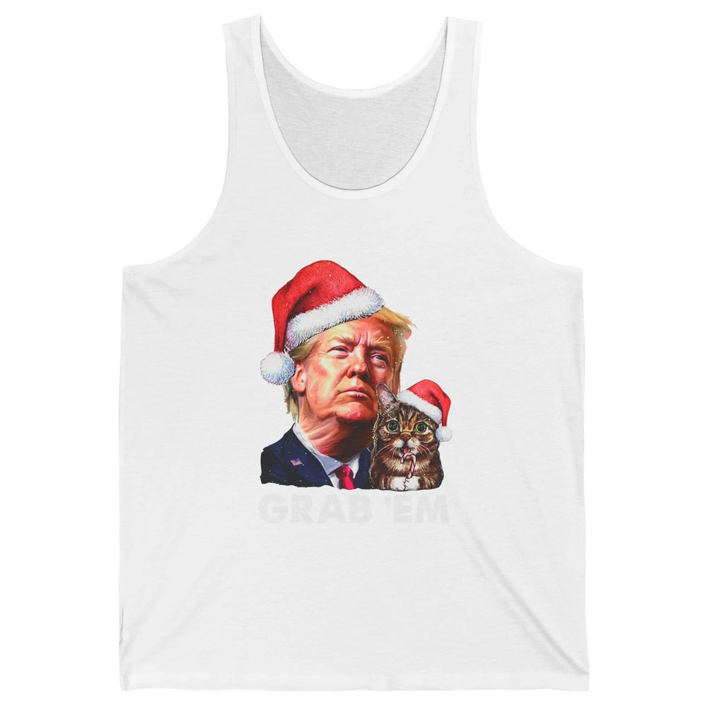 Funny Trump Cat Santa Grab' Em Trump Lovers Christmas Unisex Jersey Tank