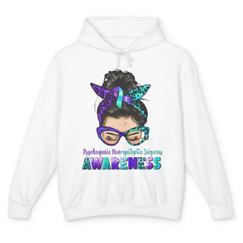 Psychogenic Non-epileptic Seizures PNES Ribbon Messy Bun Mom Unisex Lightweight Hoodie