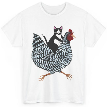 Tuxedo Cat On A Chicken Funny Cat Kitty Chicken Lovers Gift Classic Unisex T-Shirt