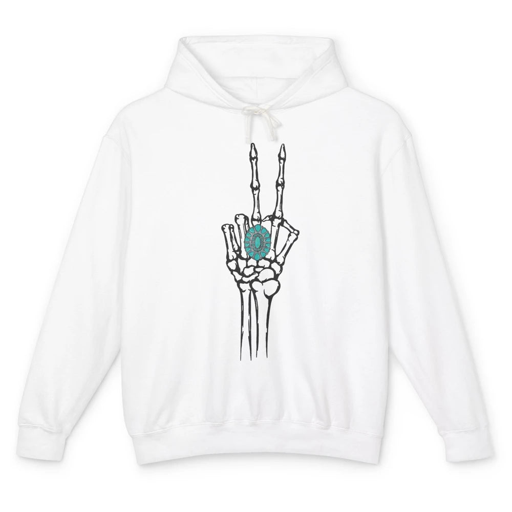 Retro Skeleton Turquoise Ring Western Future Bride Engaged Unisex Lightweight Hoodie