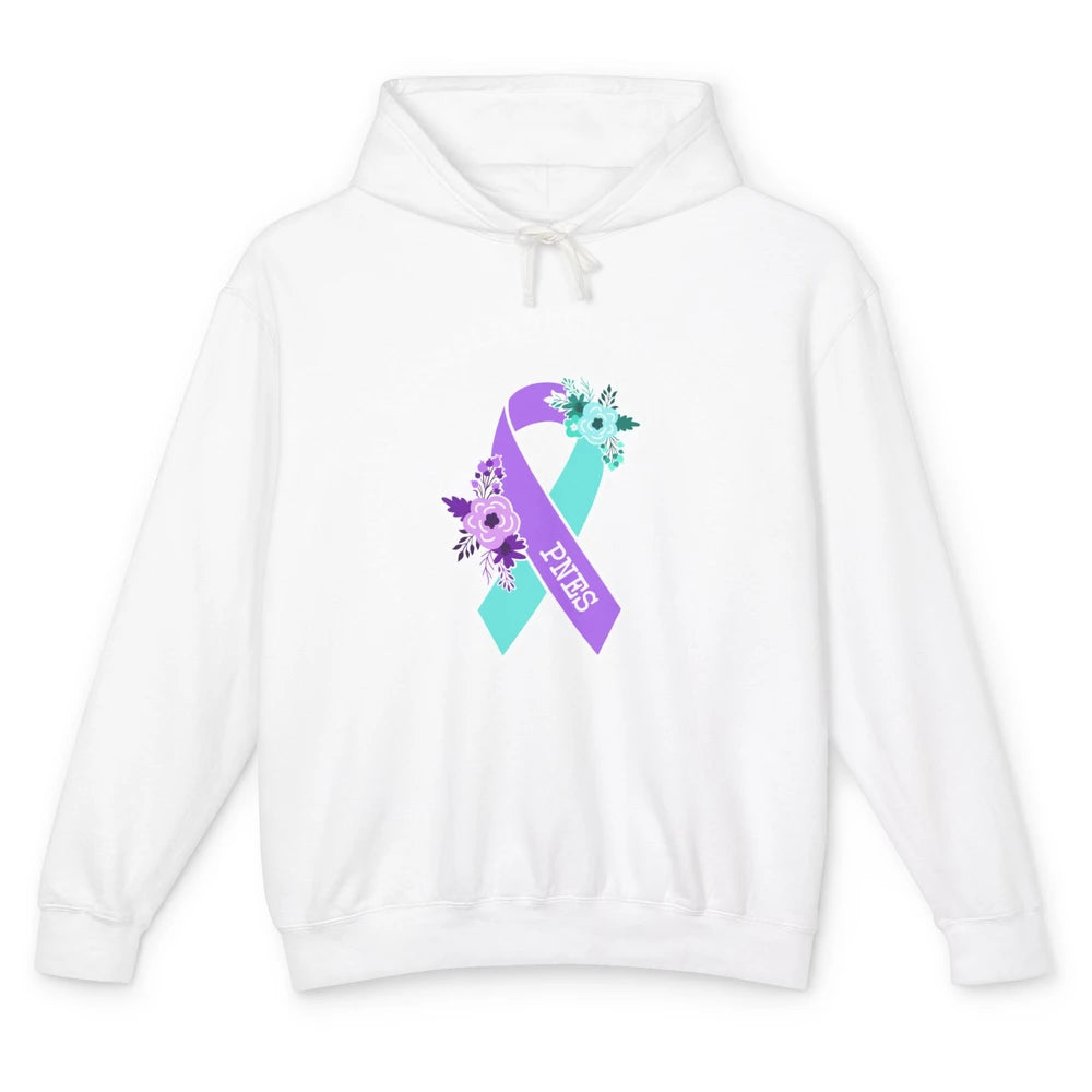 Psychogenic Non-epileptic Seizures PNES Purple Teal Ribbon Unisex Lightweight Hoodie