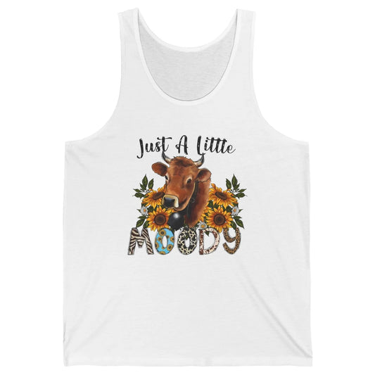 Sunflower Cow Just A Little Moody Leopard Western Country Unisex Jersey Tank