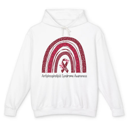 Antiphospholipid Syndrome Awareness APS Burgundy Rainbow Unisex Lightweight Hoodie