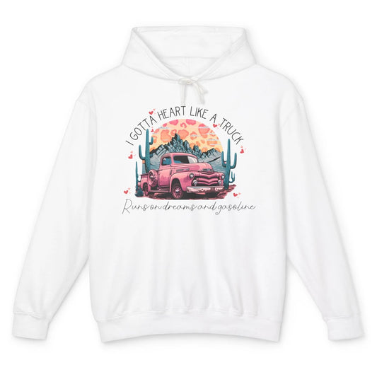 Retro Desert Cactus Got A Heart Like Truck Western Valentine Unisex Lightweight Hoodie