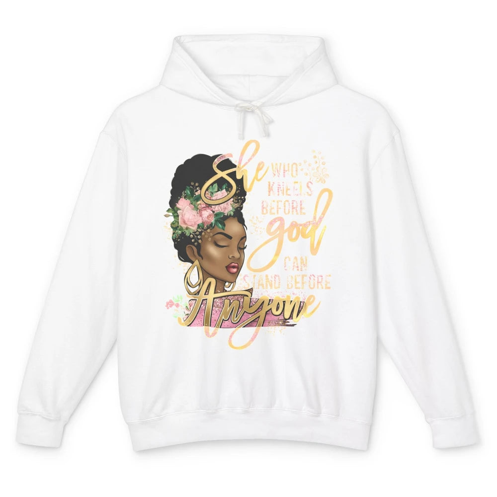 Black Girl She Who Kneels Before God Christian Afro Women Unisex Lightweight Hoodie