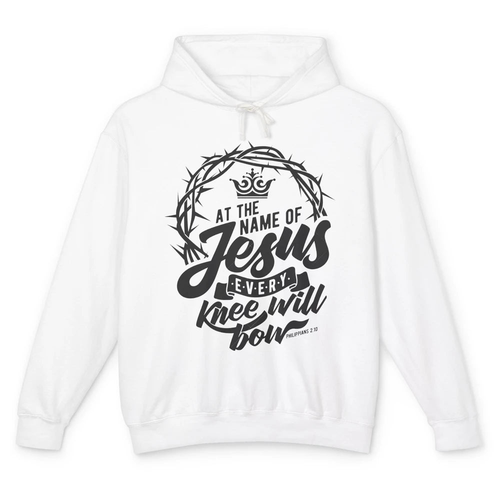 Christian At The Name Of Jesus Every Knee Will Bow Bible Unisex Lightweight Hoodie