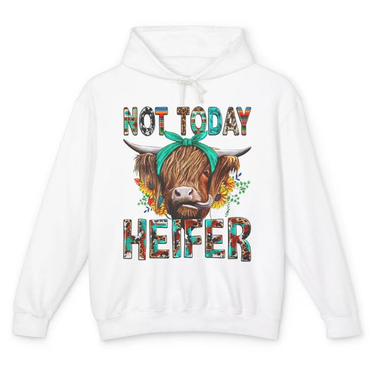 Leopard Highland Cow Sunglasses Not Today Heifer Western Cow Unisex Lightweight Hoodie