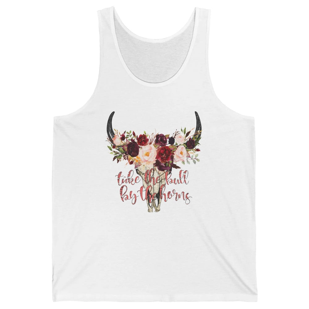 Boho Bull Skull Take The Bull By The Horns Western Country Unisex Jersey Tank