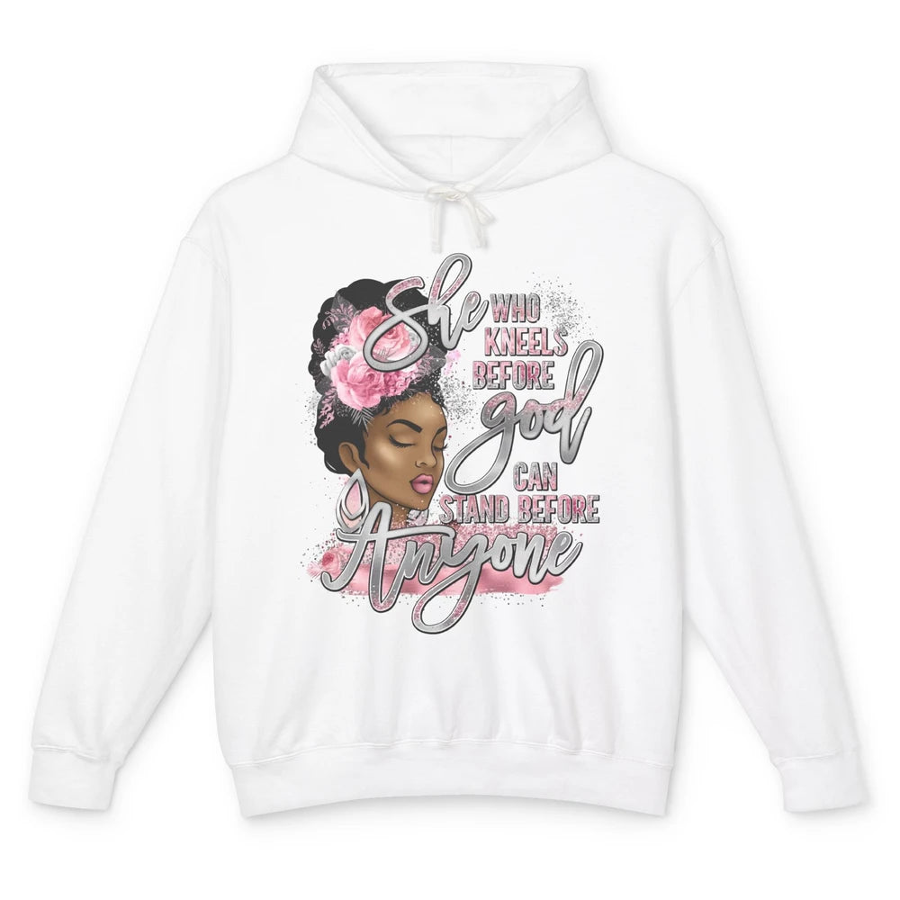 Black Girl She Who Kneels Before God Christian Afro Women Unisex Lightweight Hoodie