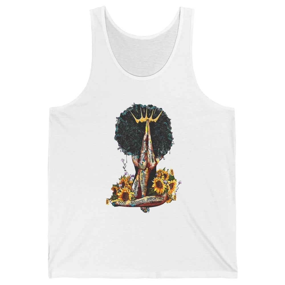 Black Woman Girl Praying African American Lady Black Pride Unisex Jersey Tank