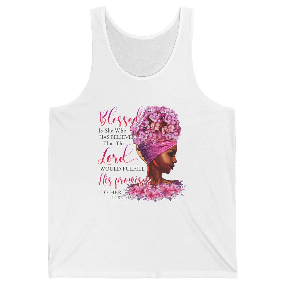 Black Woman Blessed Is She Who Believed God Christian Unisex Jersey Tank