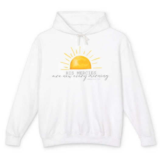 Retro Sunshine His Mercies Are New Every Morning Christian Unisex Lightweight Hoodie