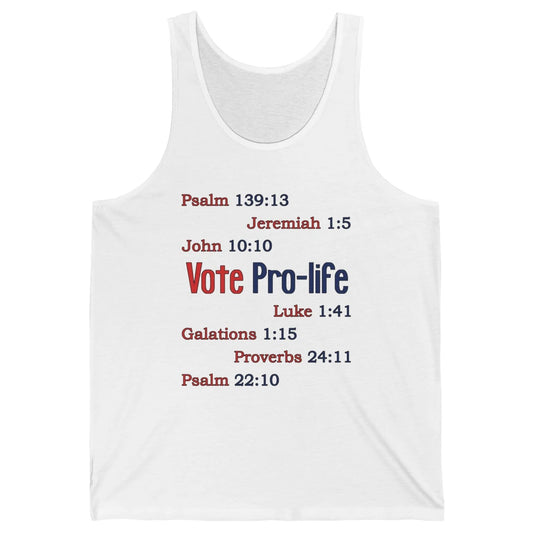 Vote Pro Life Bible Verse Christian Jesus Religion God Faith Unisex Jersey Tank