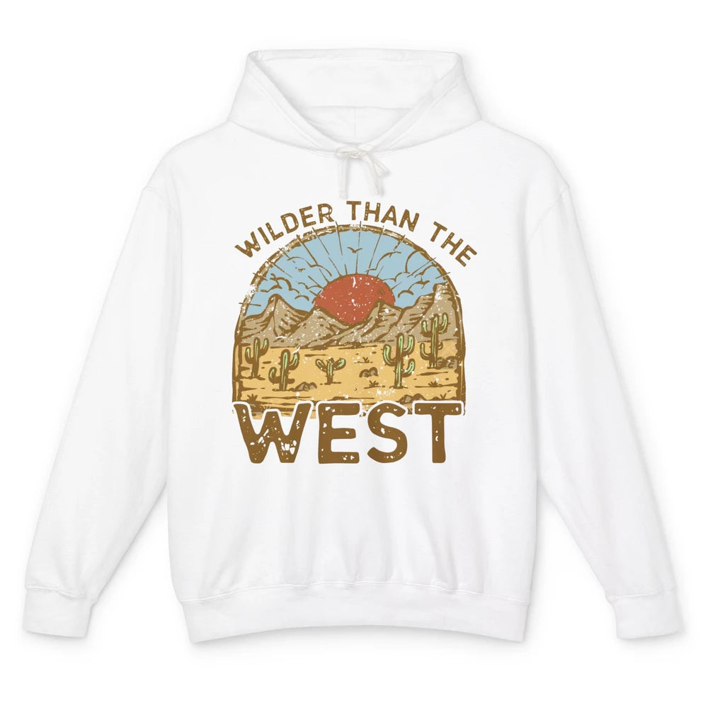 Retro Wilder Than The West Western Country Sunset Desert Unisex Lightweight Hoodie