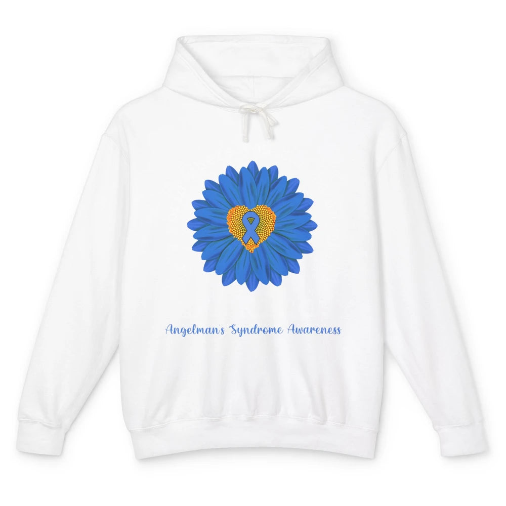 Angelman's Syndrome Awareness Blue Ribbon Sunflower Be Kind Unisex Lightweight Hoodie