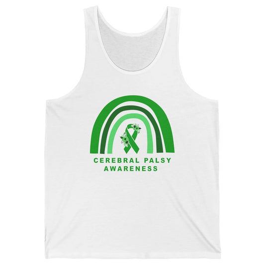 Cerebral Palsy Awareness Floral Green Rainbow Brain Disease Unisex Jersey Tank