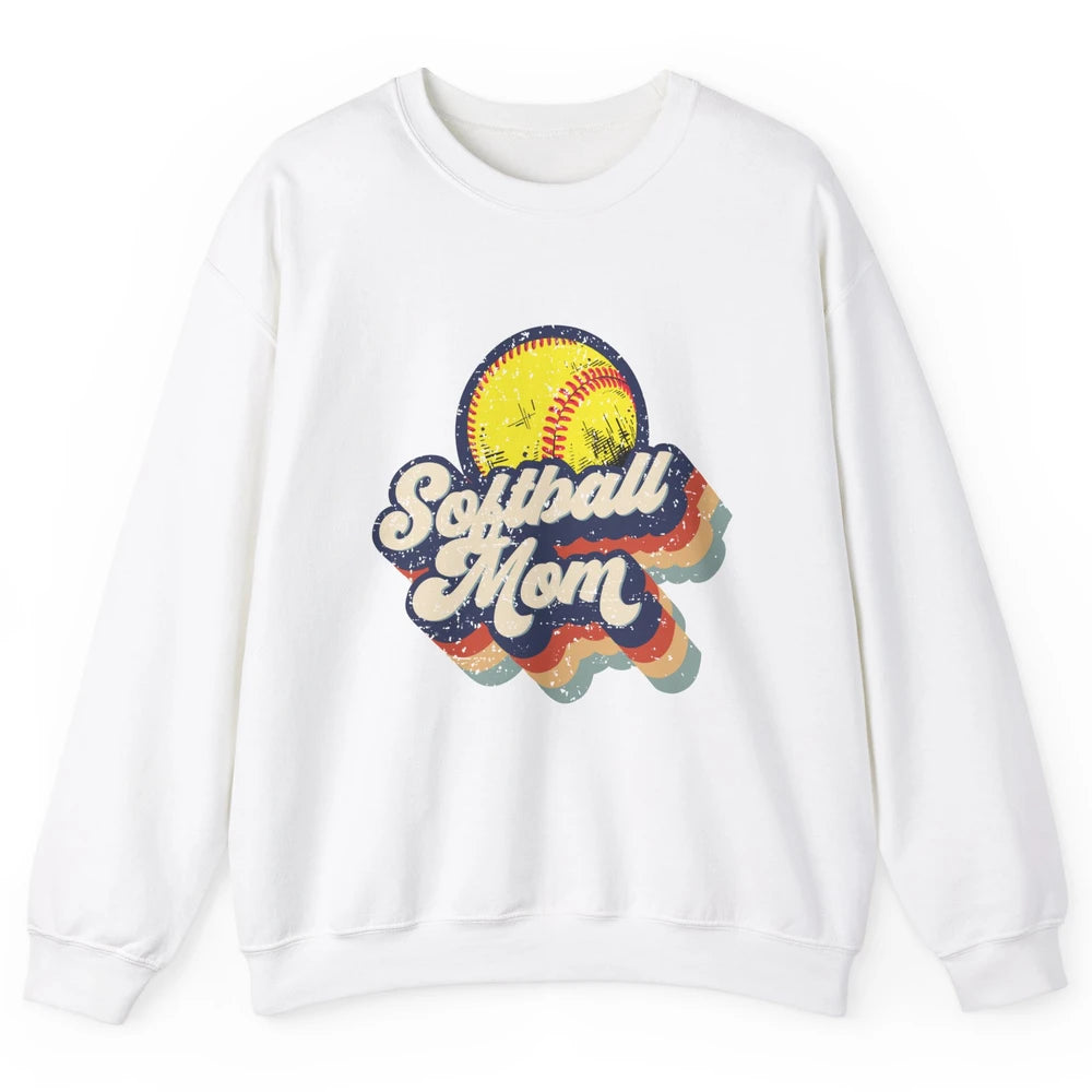 Retro Softball Mom Catcher Pitcher Mothers Softball Player Unisex Crewneck Sweatshirt