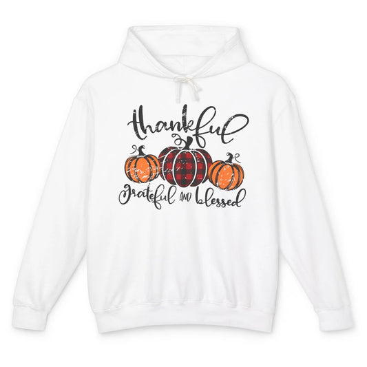 Vintage Grateful Thankful Blessed Pumpkin Fall Thanksgiving Unisex Lightweight Hoodie