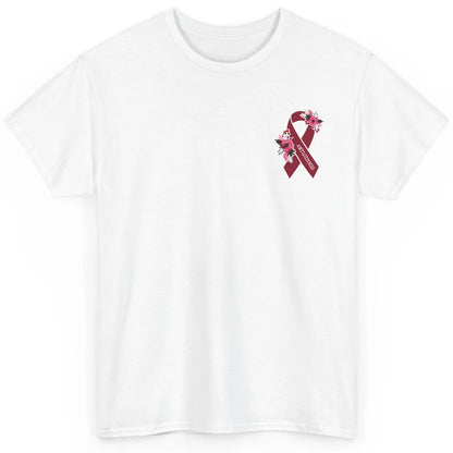 Amyloidosis Awareness Floral Burgundy Ribbon Rainbow Classic Unisex T-Shirt