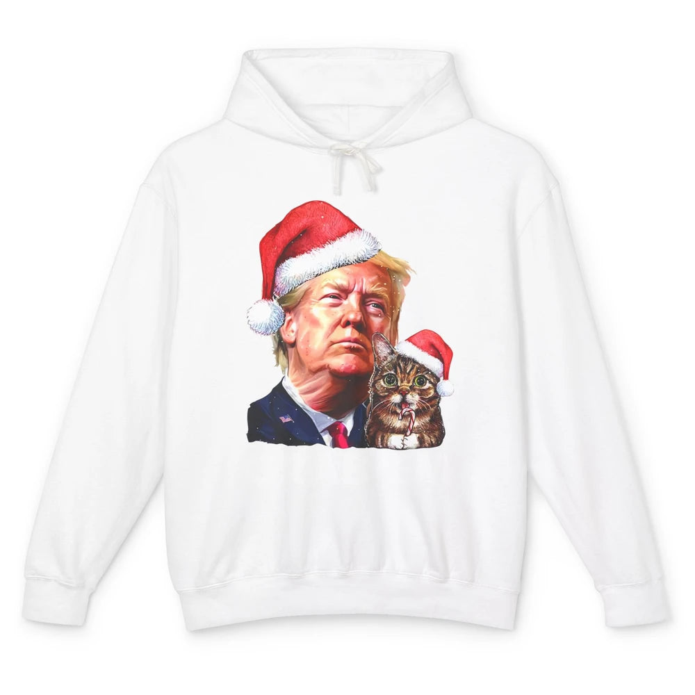 Funny Trump Cat Santa Grab' Em Trump Lovers Christmas Unisex Lightweight Hoodie