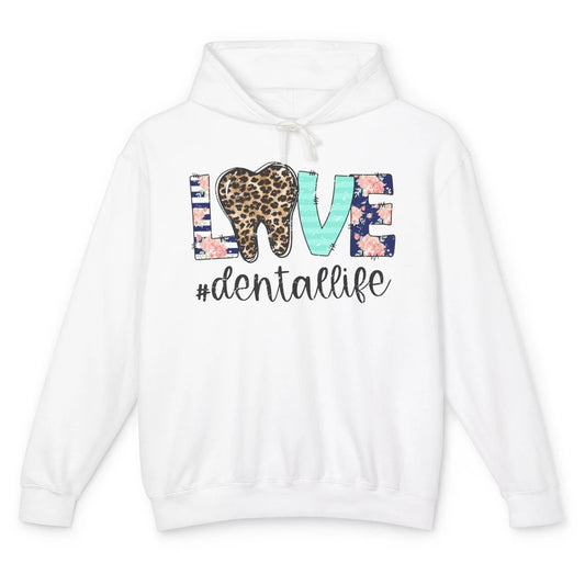 Leopard Teeth Love Dental Life Dental Hygienist Dentistry Unisex Lightweight Hoodie