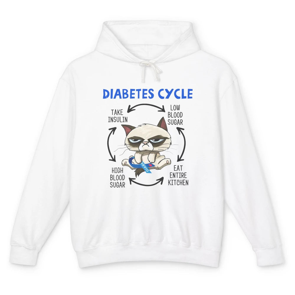 Diabetes Cycle Funny Cat Awareness Insulin Grumpy Warrior Unisex Lightweight Hoodie