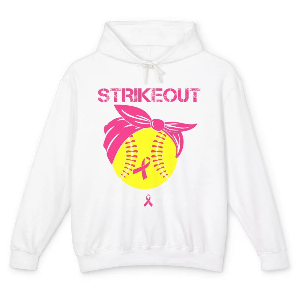 Softball Breast Cancer Awareness Strike Out Pink Ribbon Gift Unisex Lightweight Hoodie