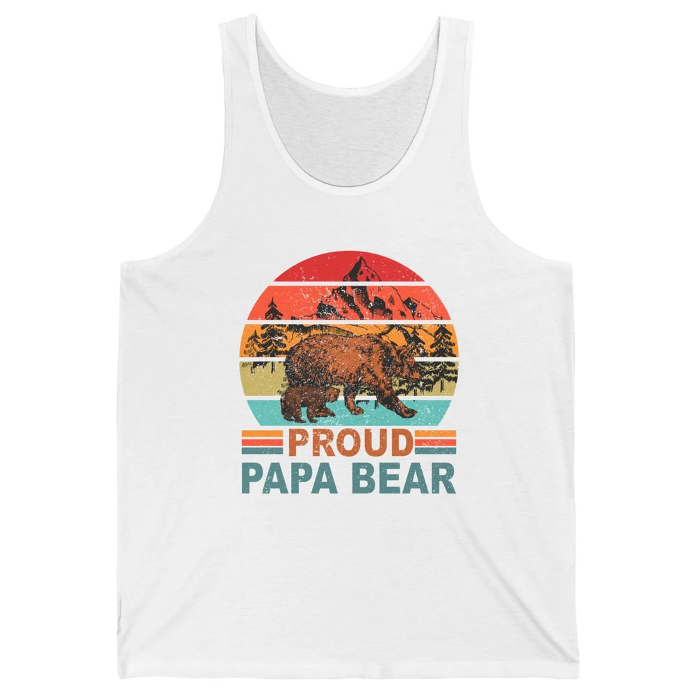 Vintage Mountain Proud Papa Bear Baby Bear Fathers Day Unisex Jersey Tank