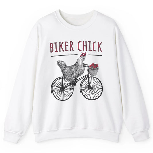 Biker Chick Funny Chicken Cycling Bicycle Women Biking Unisex Crewneck Sweatshirt