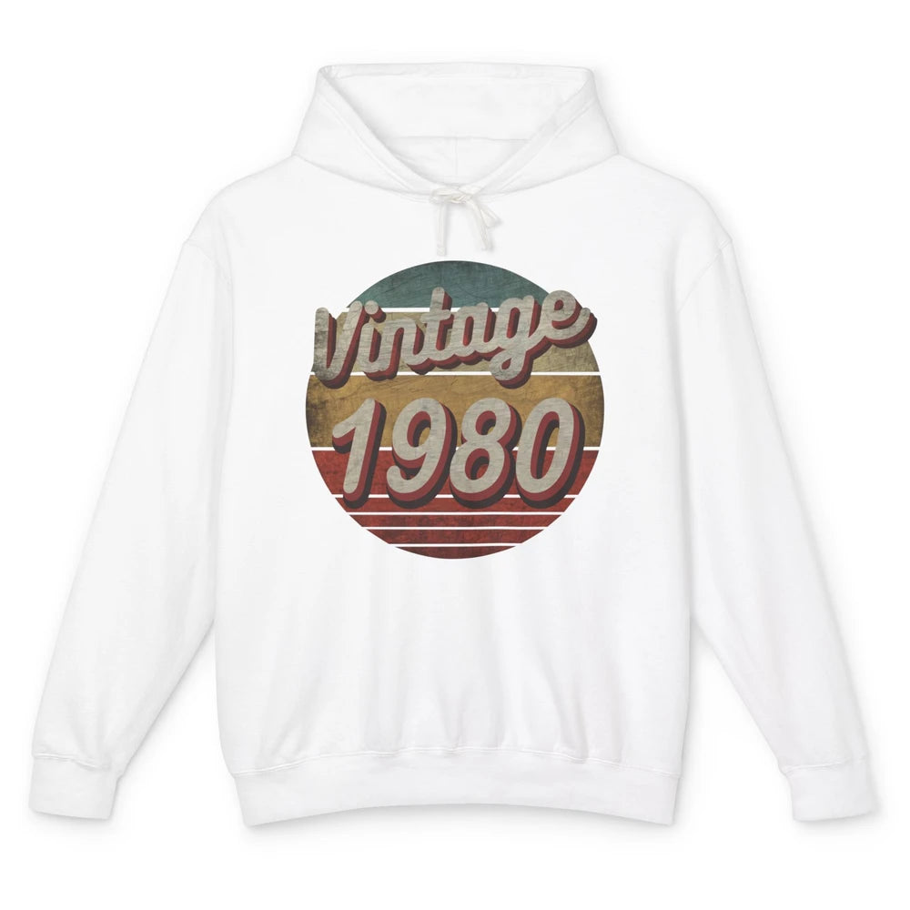 Retro Vintage 1980 Men Women Birthday Gift Born In 1980s Unisex Lightweight Hoodie