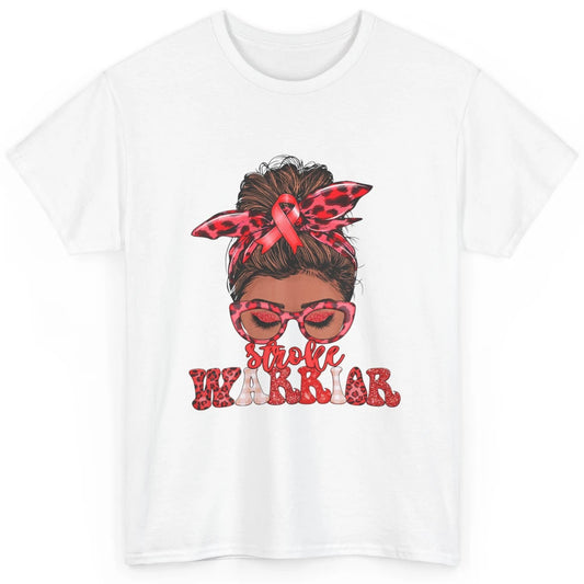 Afro Messy Hair Bun Black Women Warrior Red Stroke Awareness Classic Unisex T-Shirt