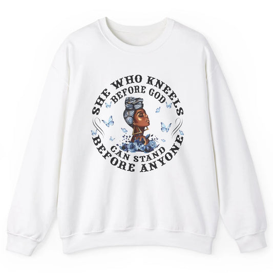 Black Girl She Who Kneels Before God Christian Afro Women Unisex Crewneck Sweatshirt