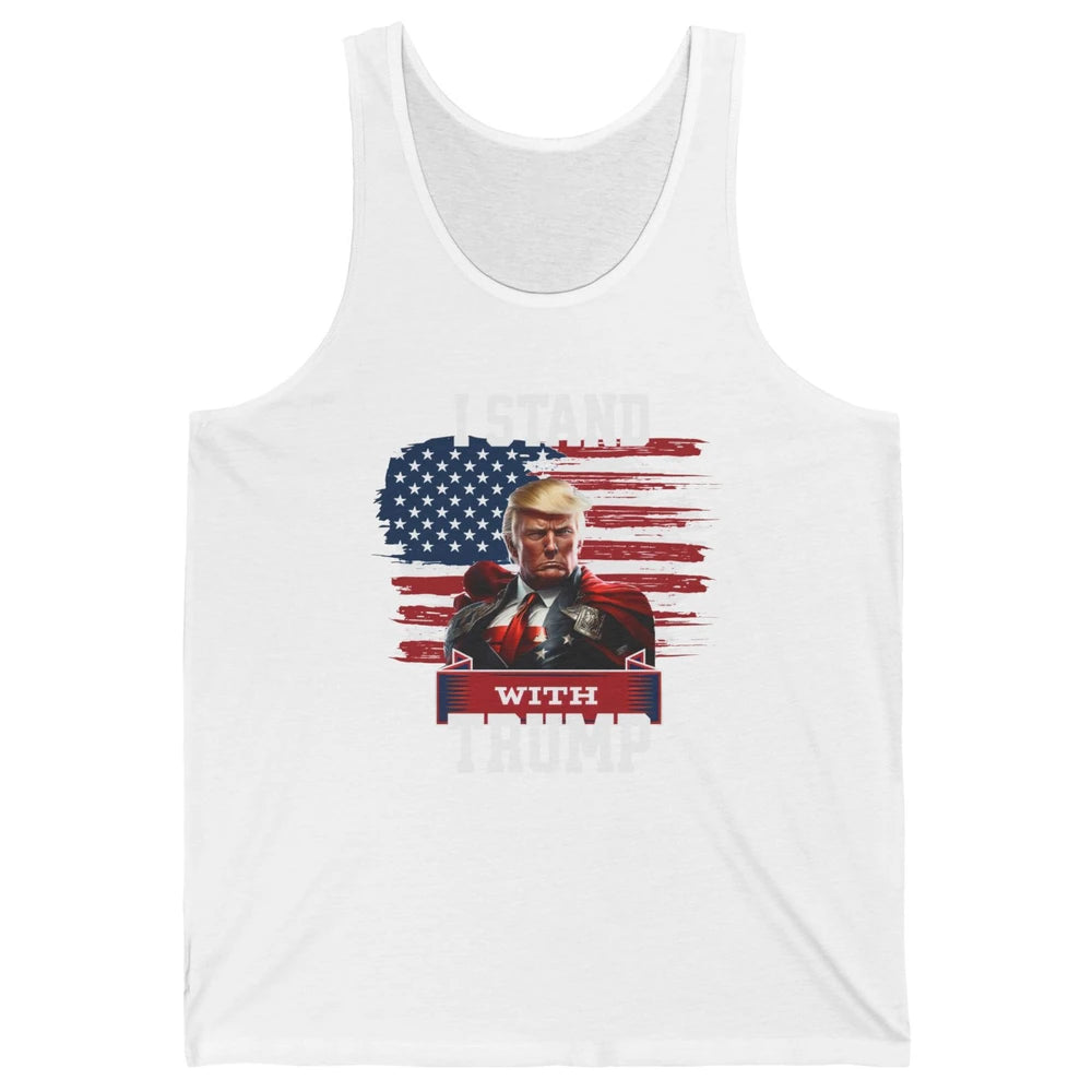 Retro US Flag I Stand With Donald Trump Return 2024 Patriot Unisex Jersey Tank