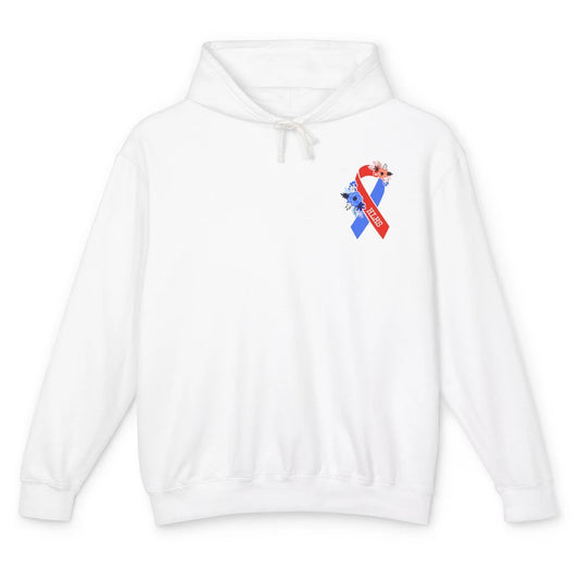 Hypoplastic Left Heart Syndrome Awareness Red Blue Ribbon Unisex Lightweight Hoodie