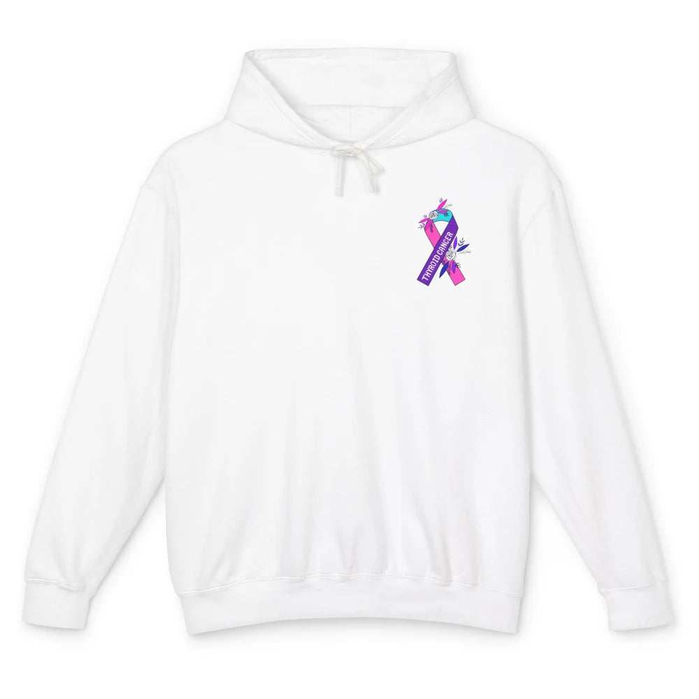 Thyroid Cancer Awareness Purple Pink Ribbon Pocket Size Gift Unisex Lightweight Hoodie