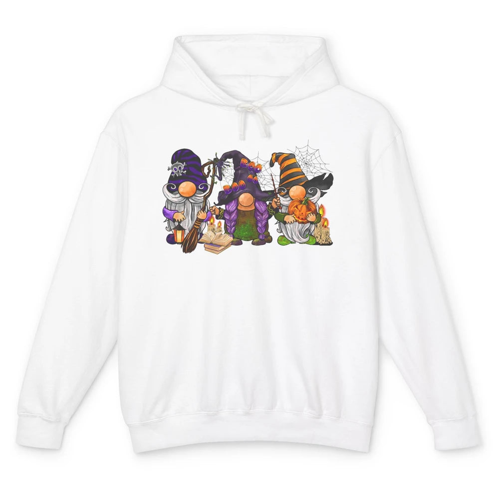 Retro Gnomes Witch Halloween Witchy Gnomies Horror Hallows Unisex Lightweight Hoodie